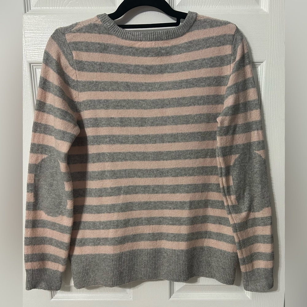 Tribal Jeans Gray and Pink Striped Sweater Elbow Patches - Picture 2 of 4